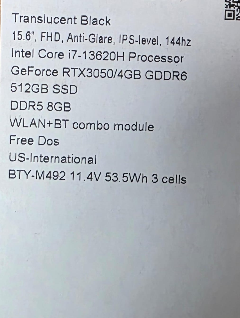 MSI Cyborg · Cpu: Core i7 - 13650H 1