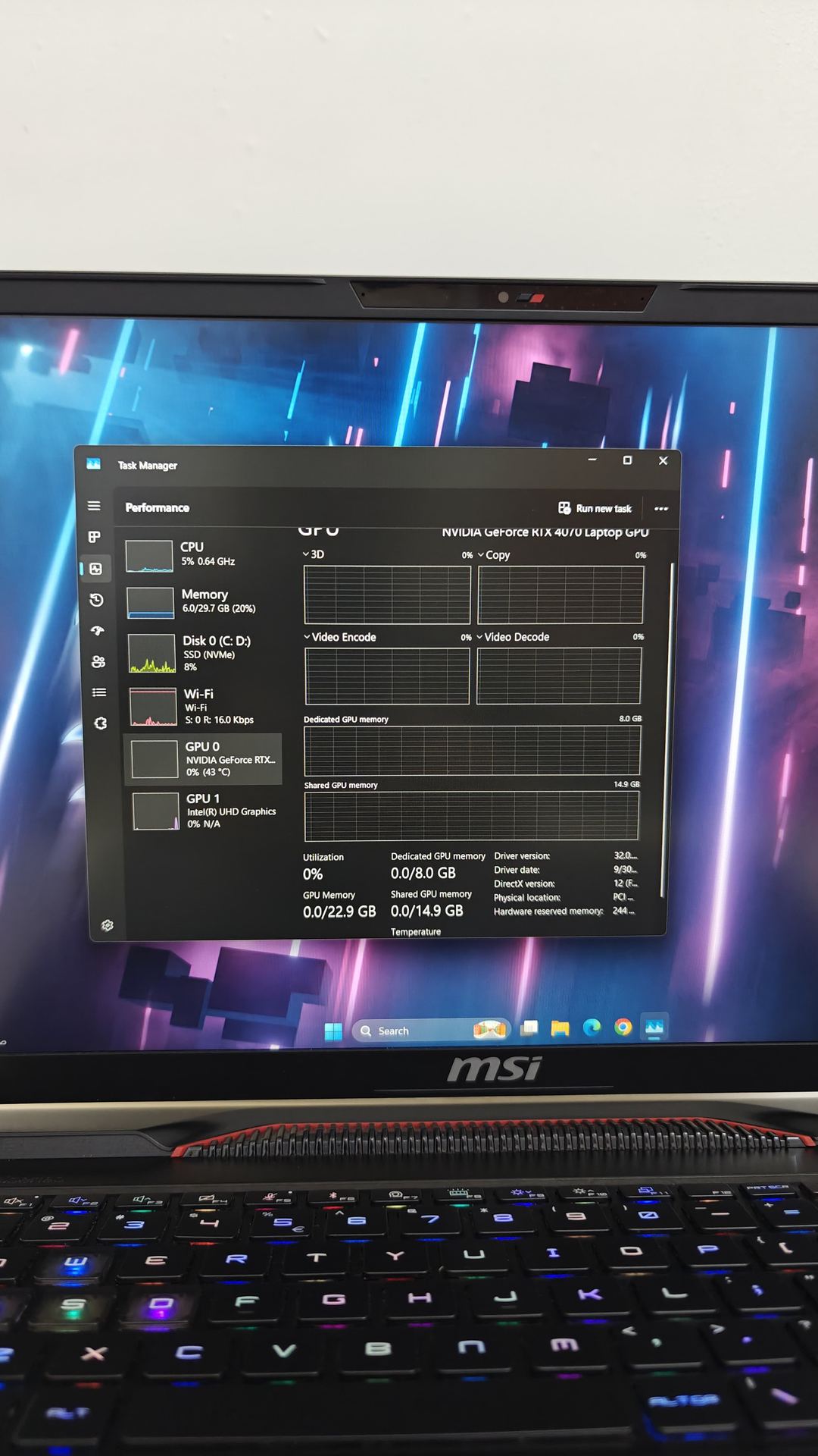 MSI Raider · CPU: Intel Core i9-14900HX 8