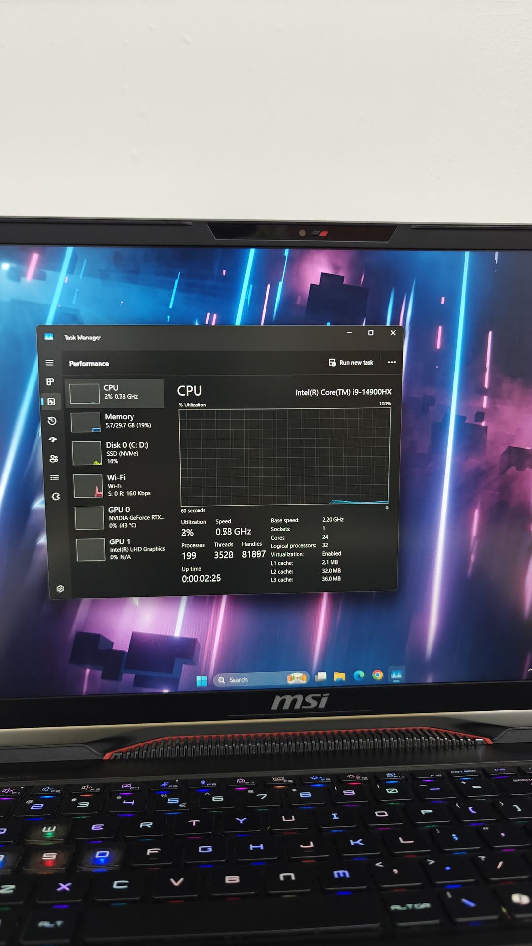 MSI Raider · CPU: Intel Core i9-14900HX 7