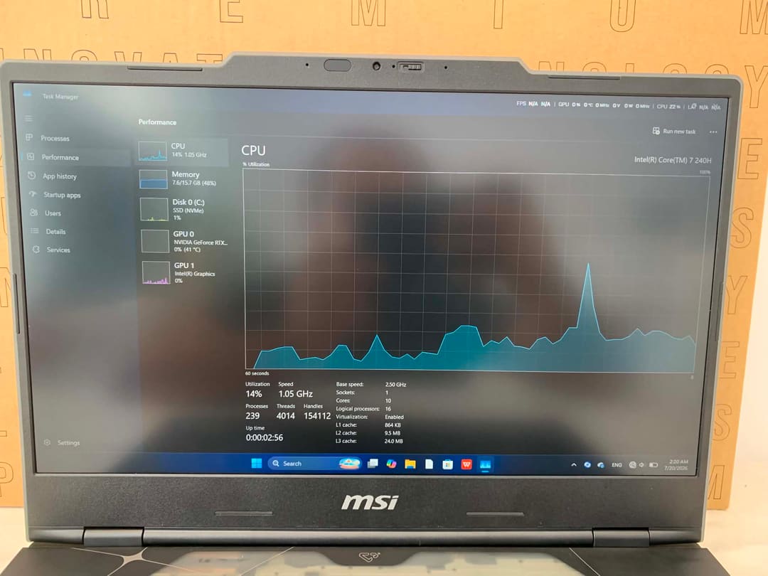 MSI Cyborg · ultra 7 240H 10C/16TH 9